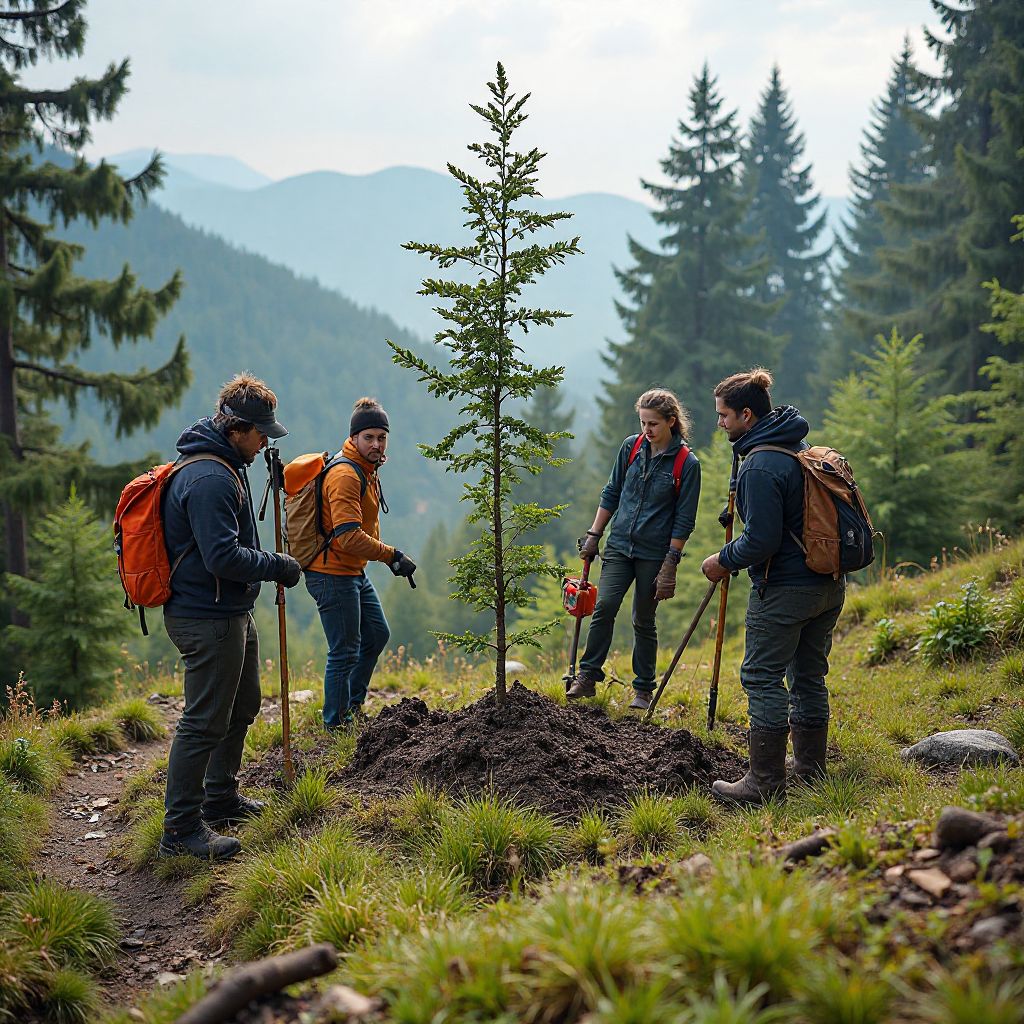 Reforestation project in Carpathian Mountains